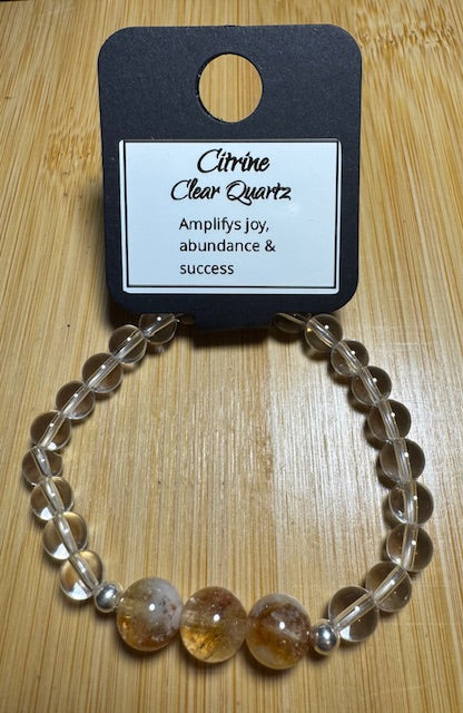Citrine and Clear Quartz 6 Inch