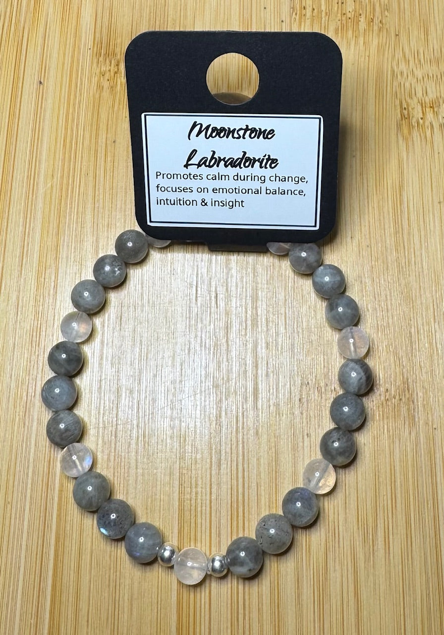 Moonstone and Labradorite 7 inch Bracelet