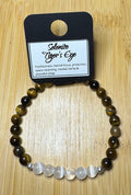 THE "ROB" Selenite and Tiger's Eye 8 inch Stretch Bracelet