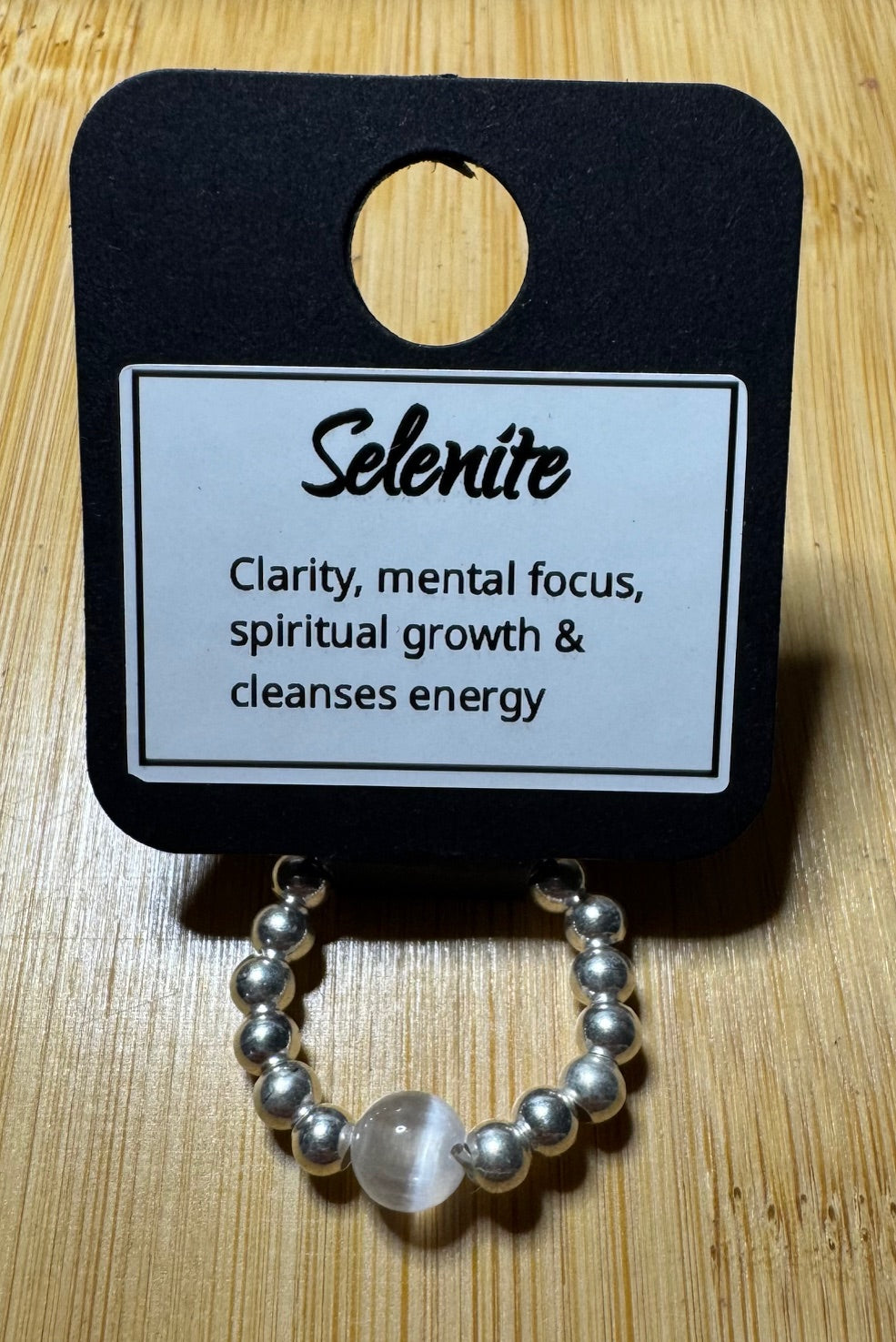 Selenite Stretch T Ring - Size 7