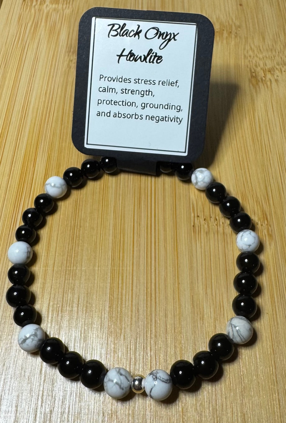 Black Onyx and Howlite 8 inch